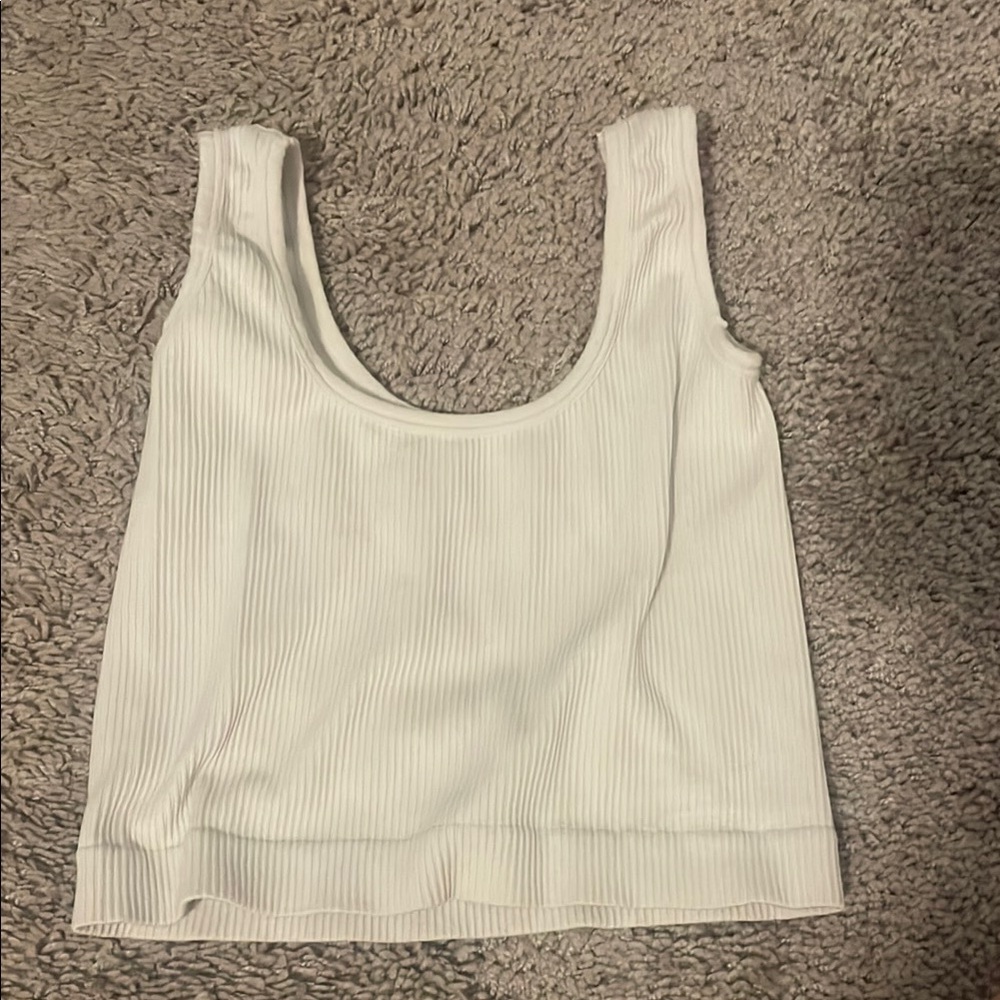 White Ribbed Tank Top - Picture 2 of 5